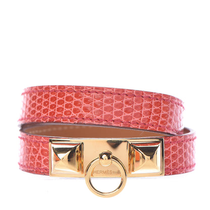 Hermes Lizard Rivale Double Tour Bracelet S Bougainvillea 1 of 9