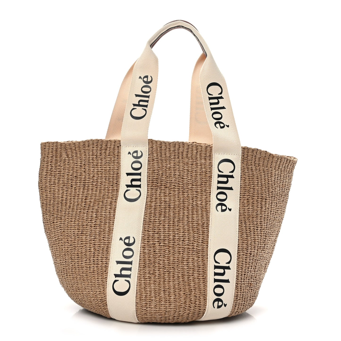 Raffia Large Woody Basket Bag White