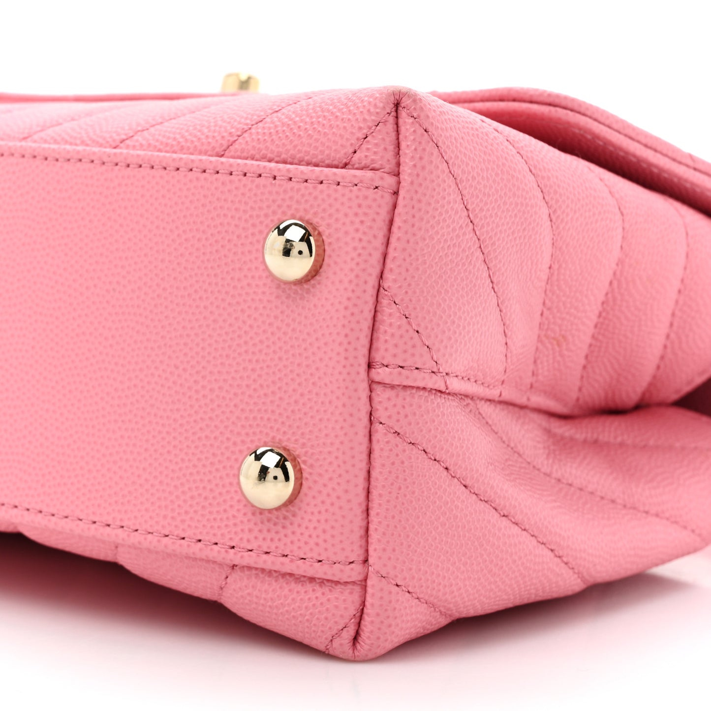 Caviar Chevron Quilted Mini Coco Handle Flap Pink
