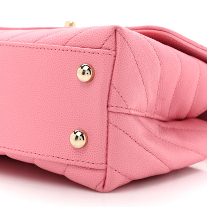 Chanel Caviar Chevron Quilted Mini Coco Handle Flap Pink 10 of 15