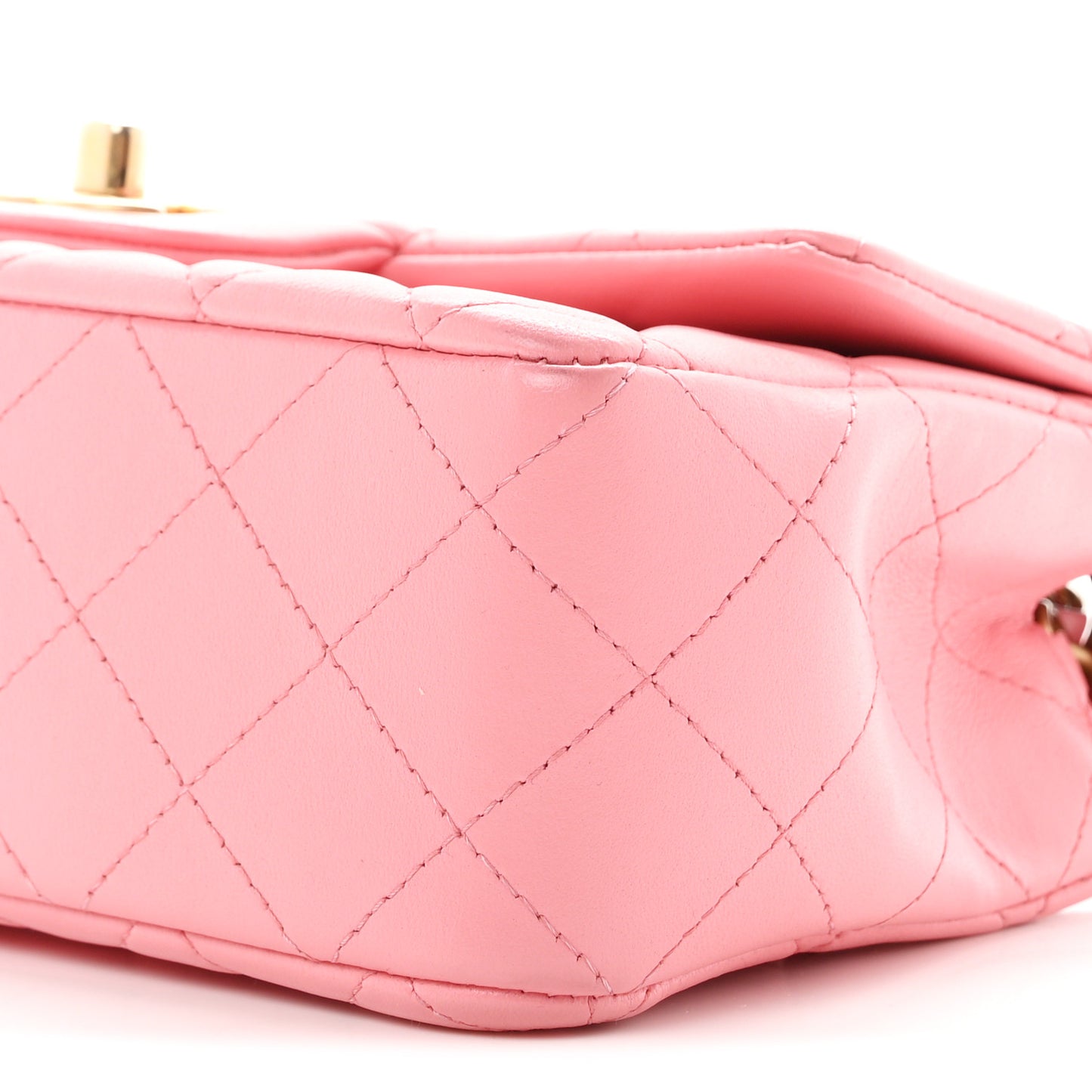 Lambskin Quilted Mini Rectangular Flap Pink