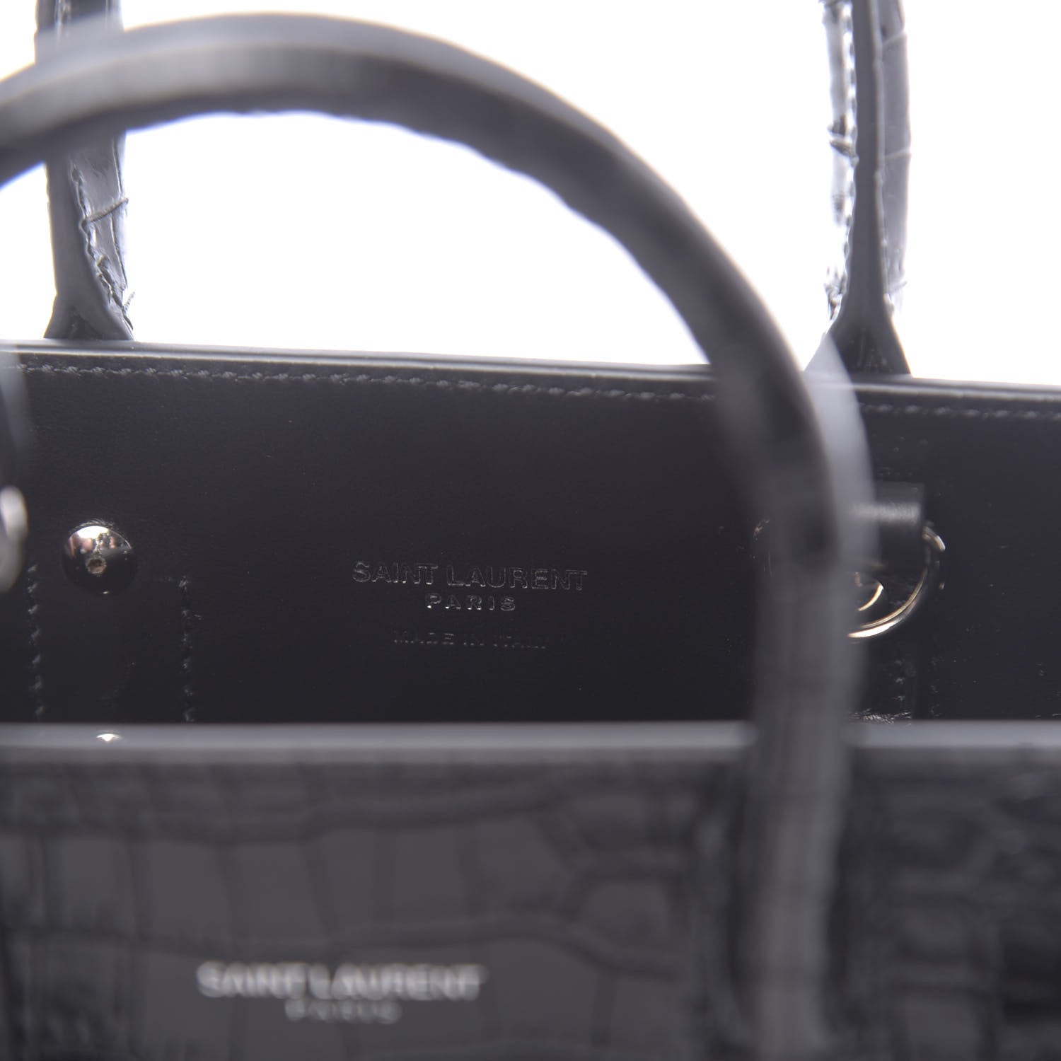 Saint Laurent Calfskin Crocodile Embossed Nano Sac De Jour Black 6 of 10