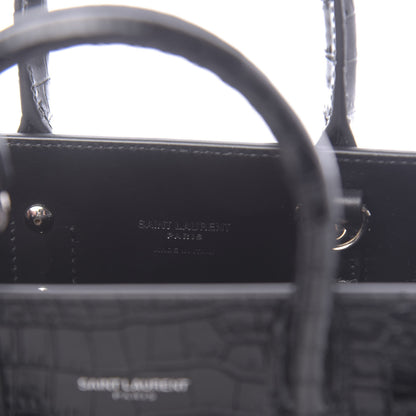 Saint Laurent Calfskin Crocodile Embossed Nano Sac De Jour Black 6 of 10