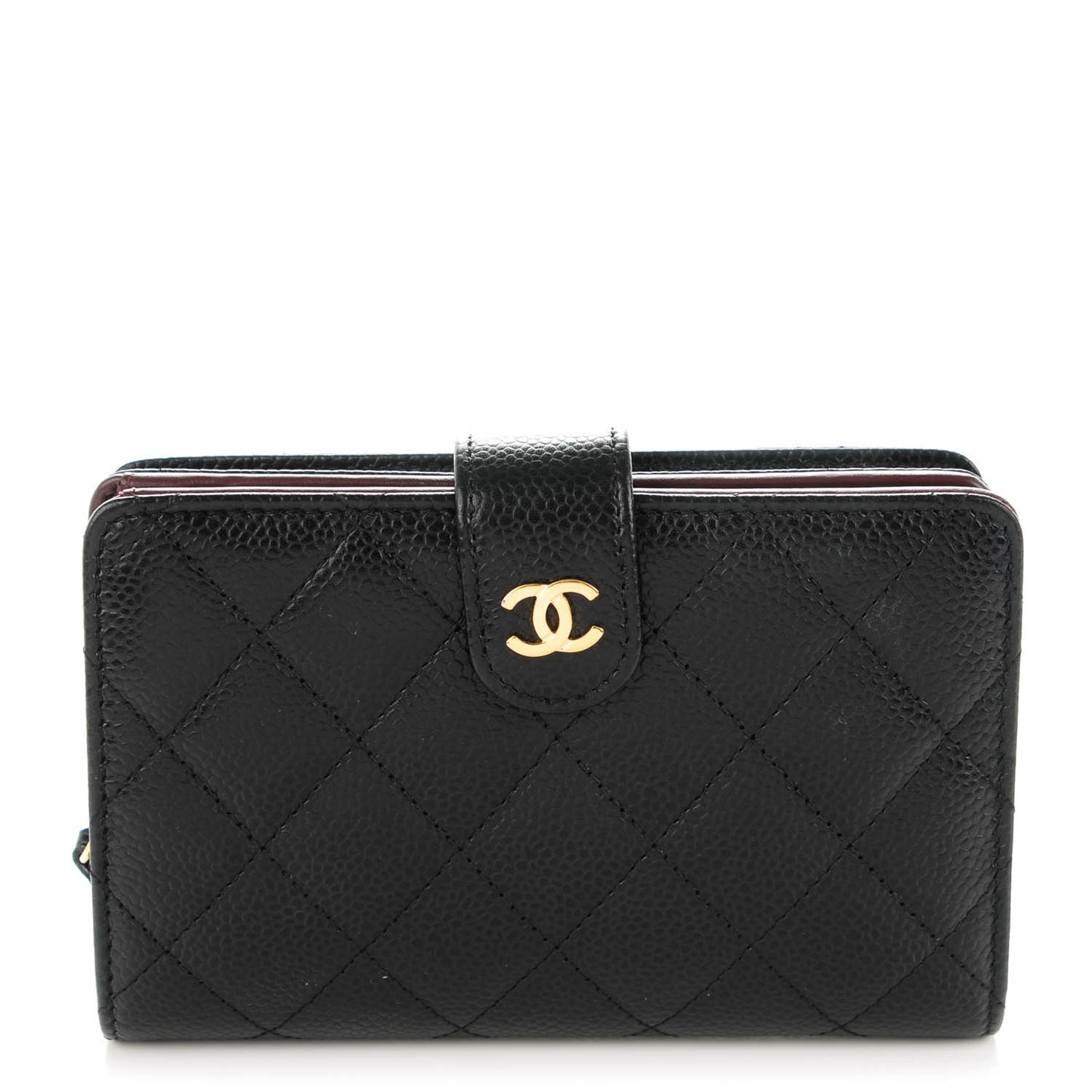Caviar Quilted Zipped Pocket Wallet Black