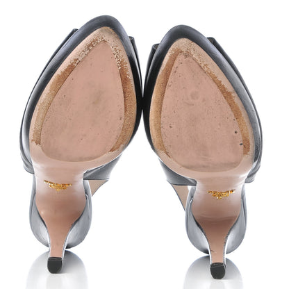 Prada Nappa Peep Toe Slingback Pumps 40.5 Black 7 of 10