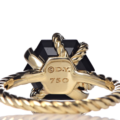 David Yurman 18K Yellow Gold Diamond Black Onyx 10mm Cable Wrap Ring 53 6.25 5 of 5