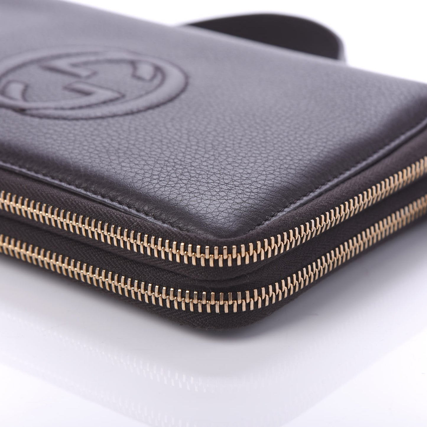 Pebbled Calfskin Soho Travel Document Case Dark Brown