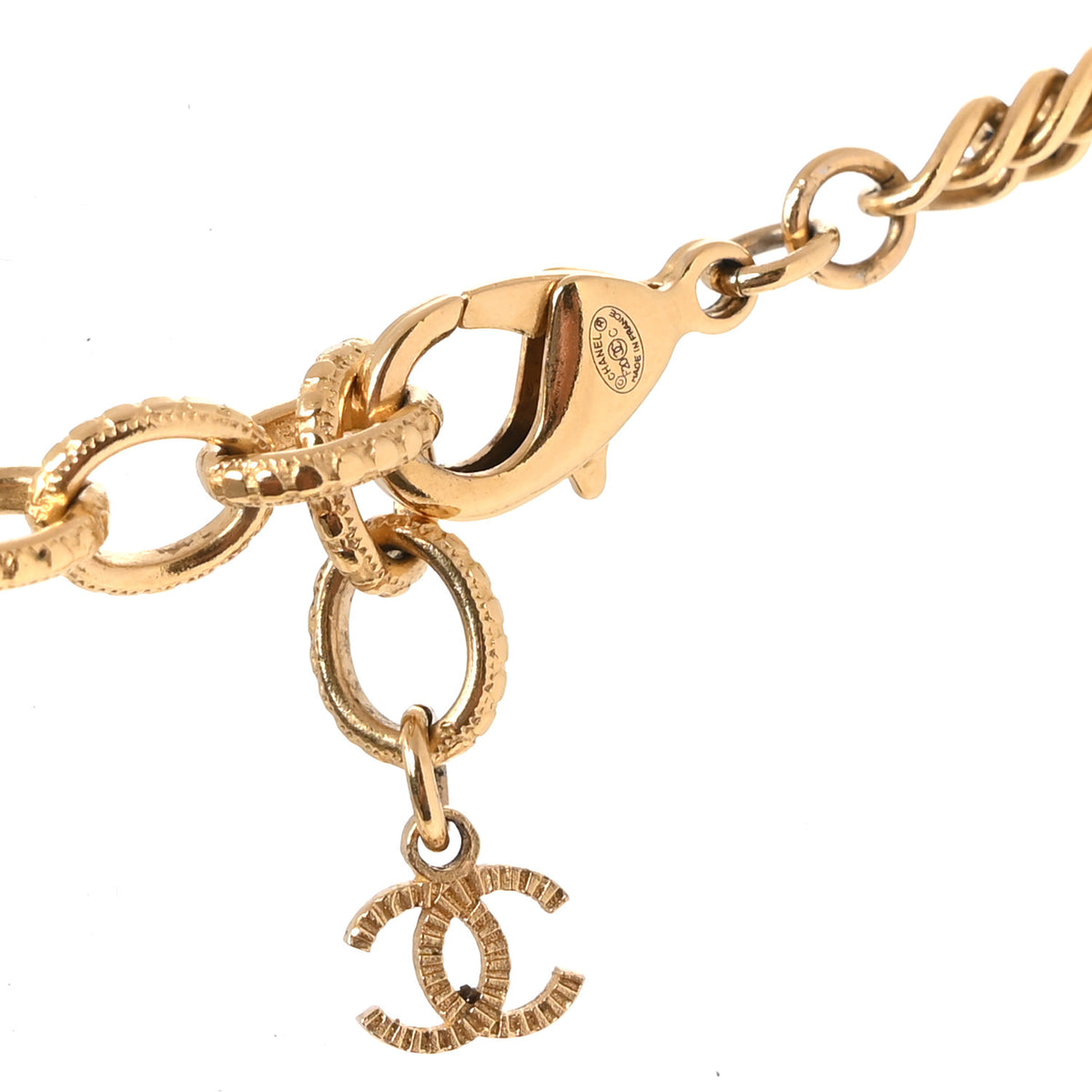 CC Padlock ID Dog Tag Charm Necklace Gold