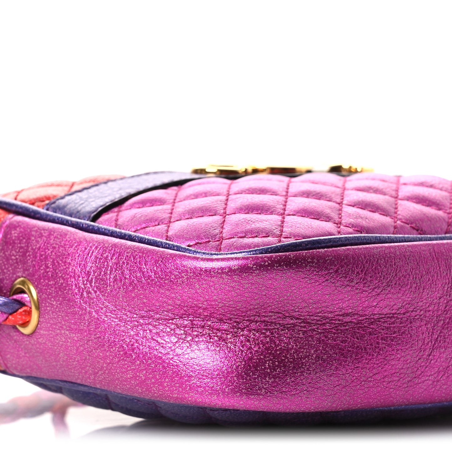 Laminated Nappa Trapuntata Mini Zumi Shoulder Bag Rosso Fuxia Bizantin