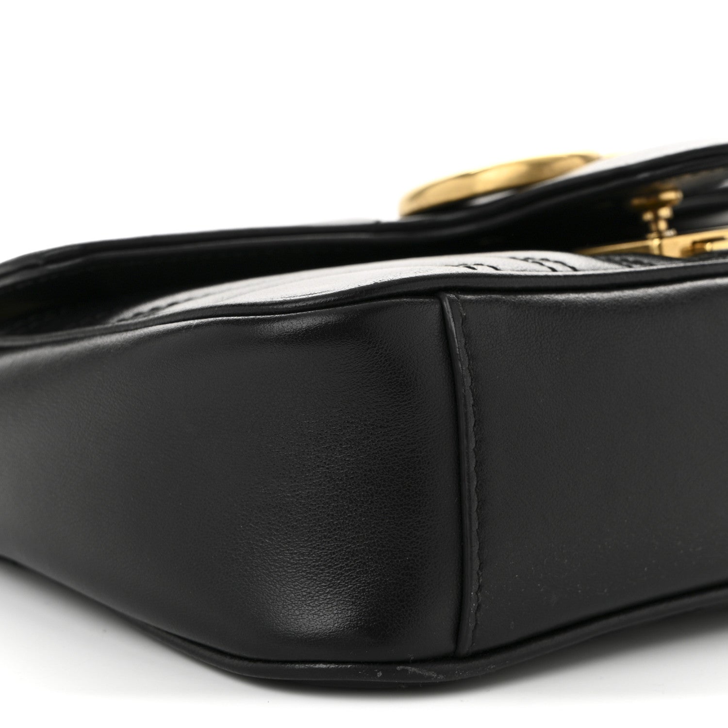 Gucci Calfskin Matelasse Small GG Marmont Shoulder Bag Black 9 of 11