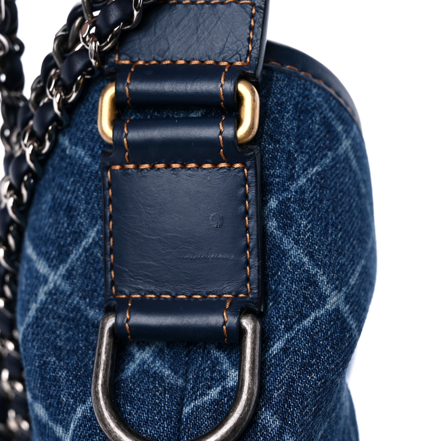 Denim Calfskin Small Gabrielle Hobo Blue