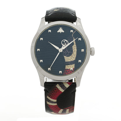 Gucci Stainless Steel Calfskin 38mm Le Marche Des Merveilles Snake Quartz Watch Black 1 of 5