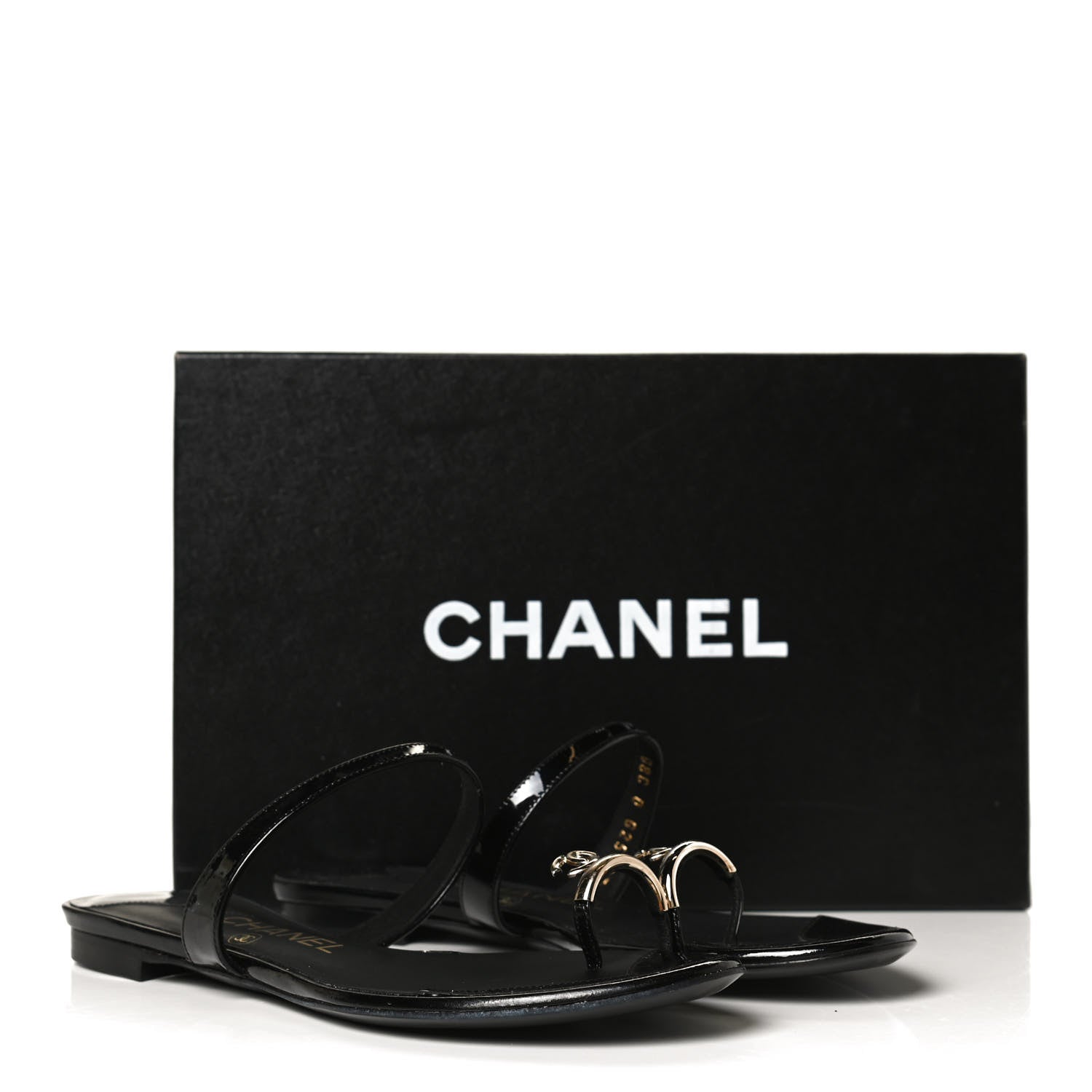 Chanel Patent CC Toe Ring Sandals 37 Black 12 of 12