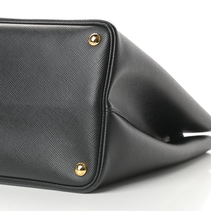 Prada Saffiano Cuir Large Double Bag Black Fuoco 10 of 12