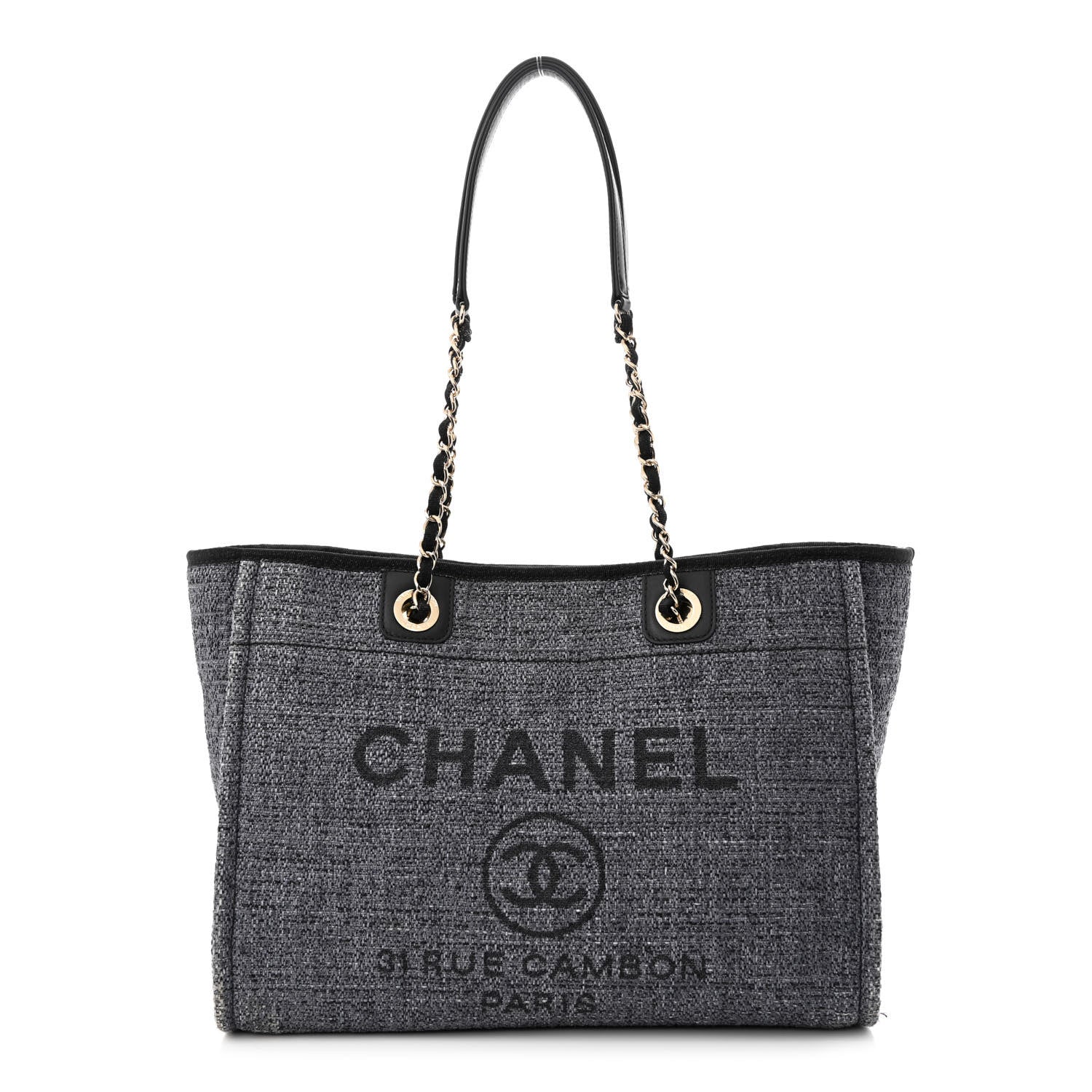 Chanel Lurex Boucle Small Deauville Tote Black 1 of 11