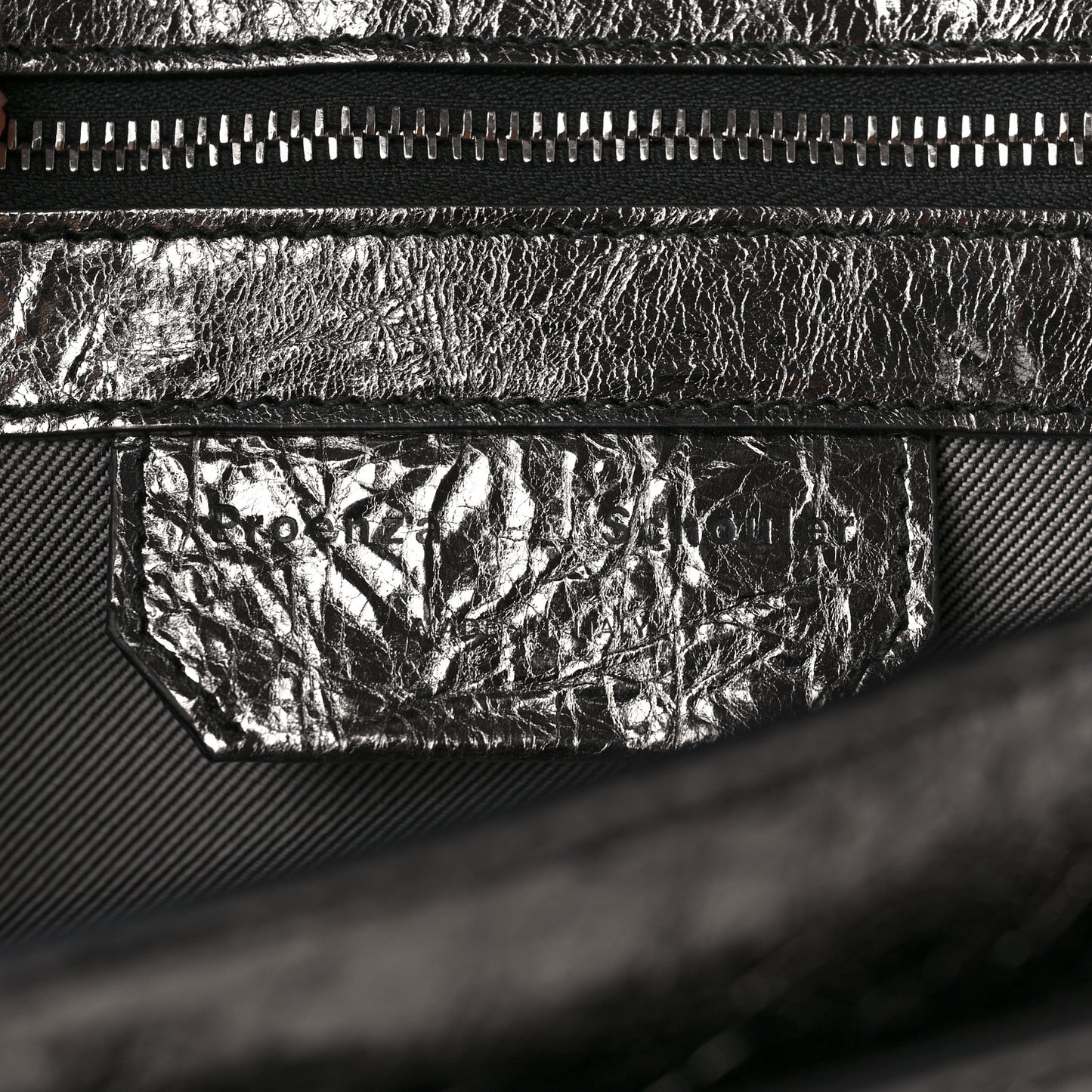Metallic Lambskin Tiny PS1 Satchel Silver