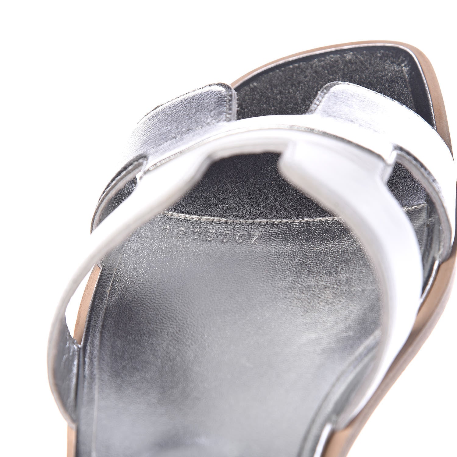 Hermes Metallic Nappa Box Oran Sandals 37.5 White Gris Argente 11 of 12