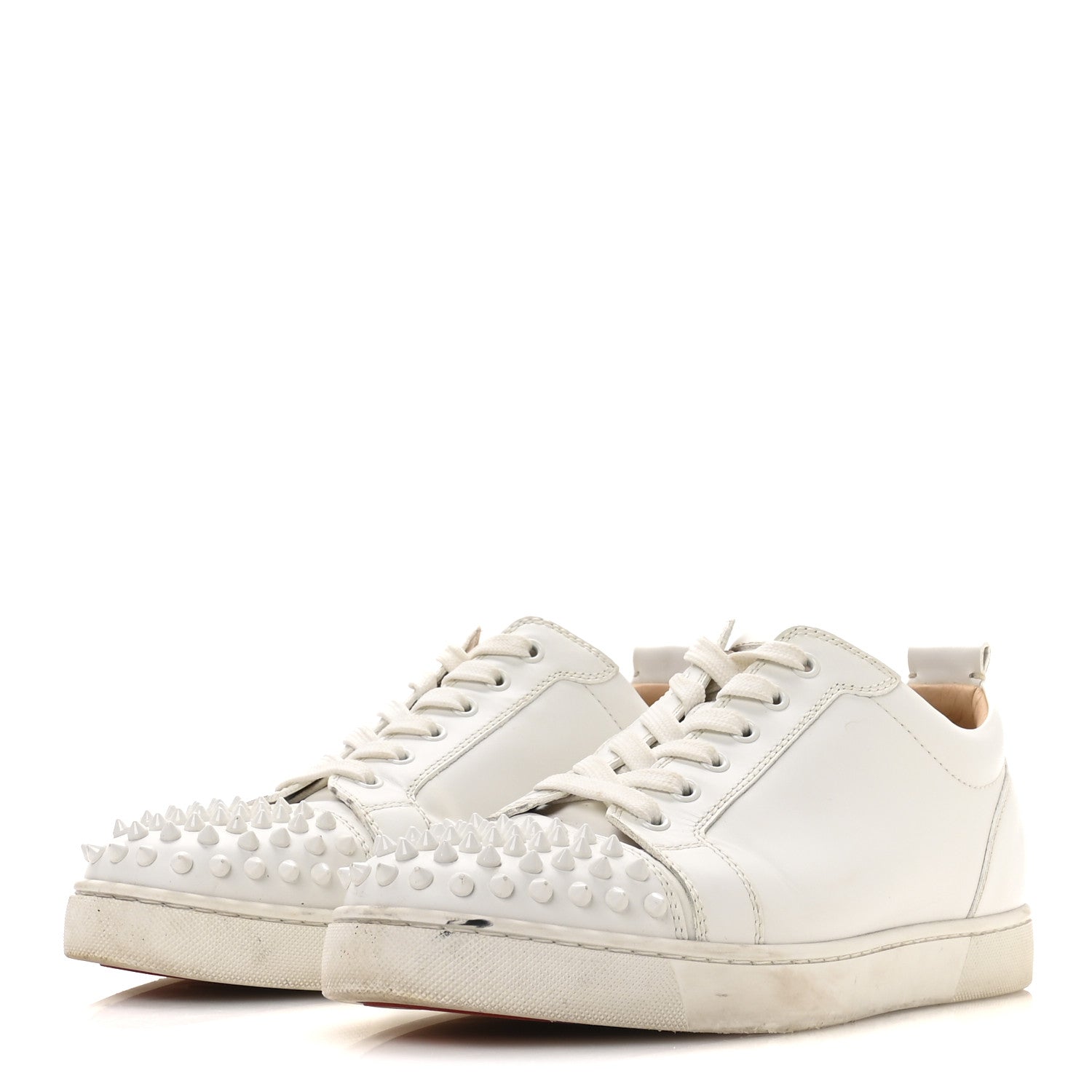 Christian Louboutin Calfskin Mens Louis Junior Spikes Flat Sneakers 43 White 4 of 9