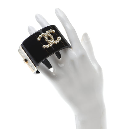 Chanel Resin Pearl CC Cuff Black 2 of 5