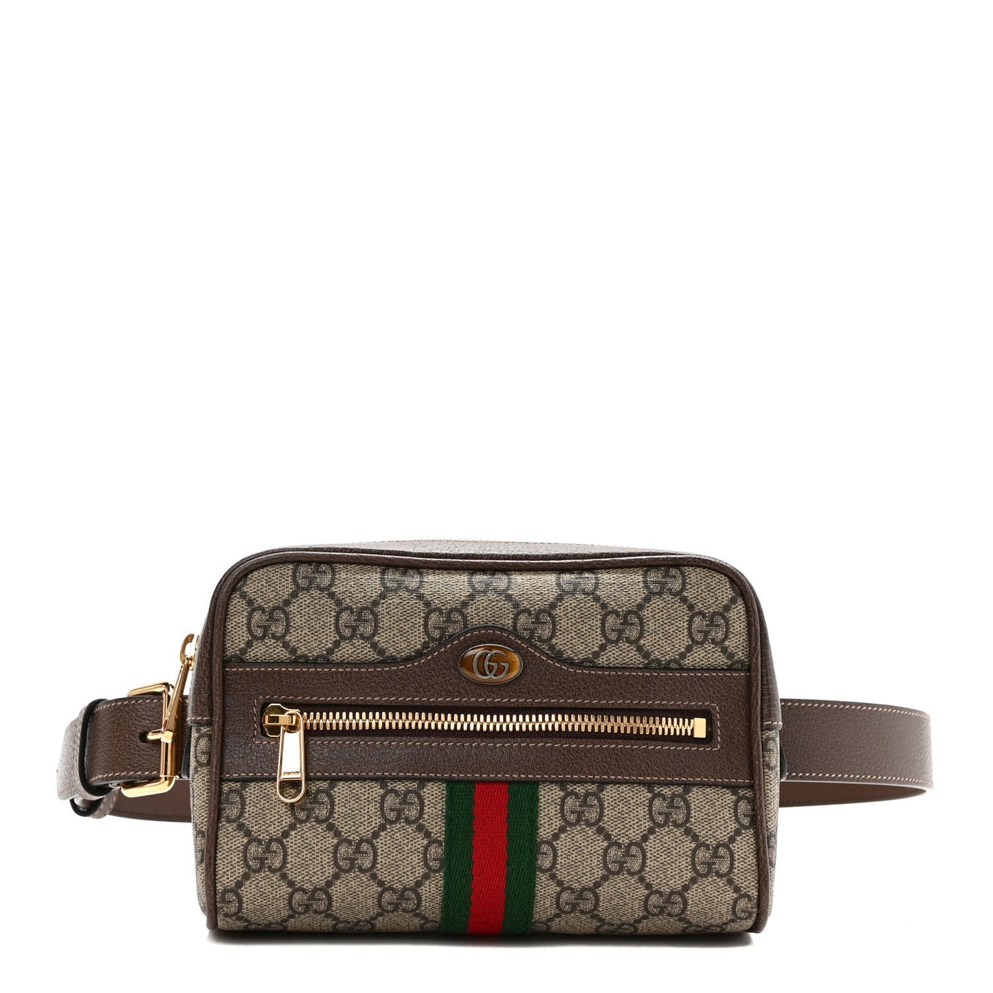 GG Supreme Monogram Web Small Ophidia Belt Bag 75 30 Dark Brown