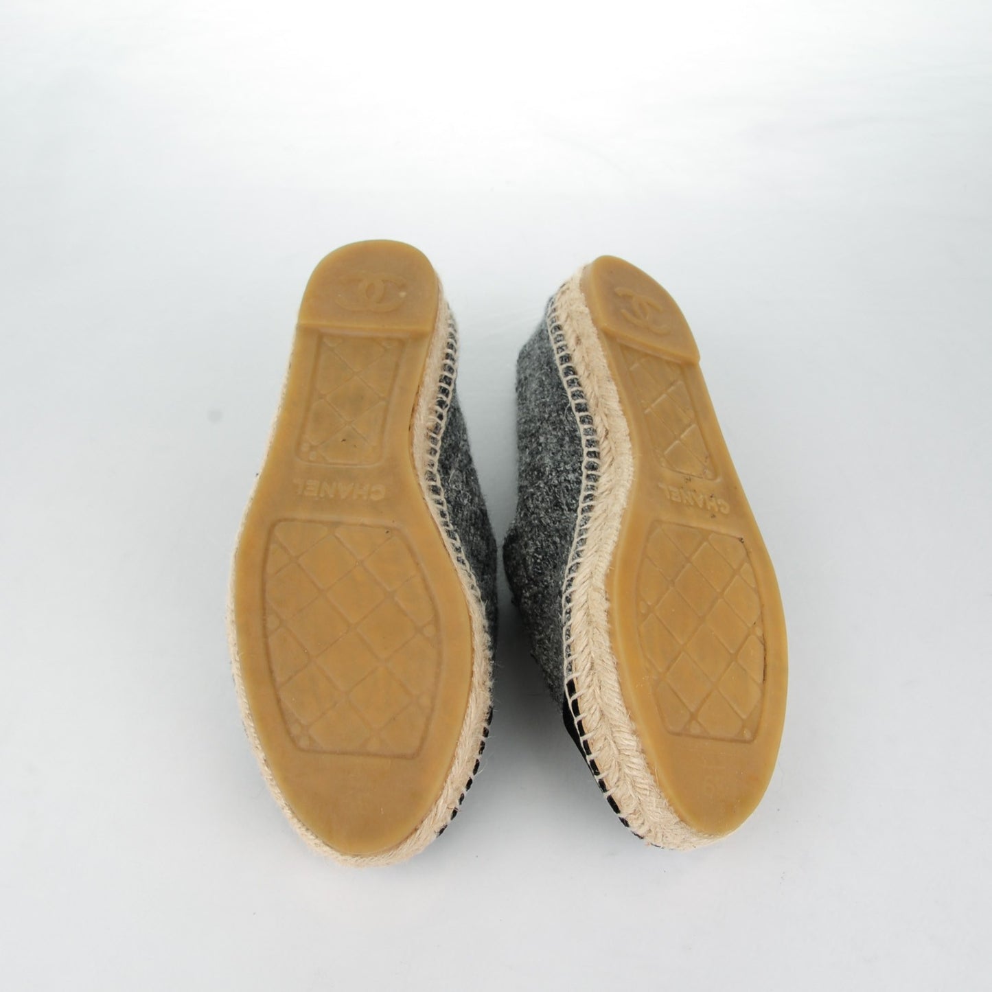 Tweed Velvet CC Espadrilles 39 Grey Black