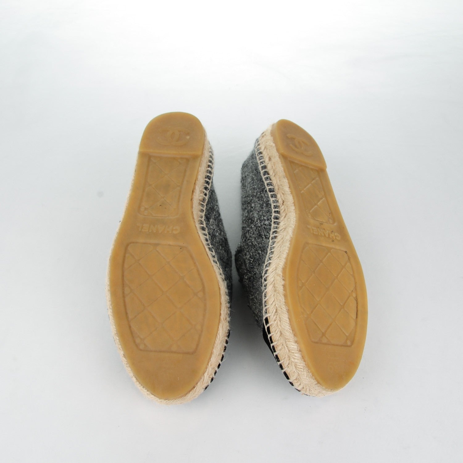 Chanel Tweed Velvet CC Espadrilles 39 Grey Black 5 of 9