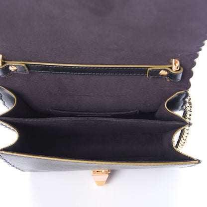 Fendi Vitello Liberty Scalloped Studded Small Kan I Shoulder Bag Black 4 of 7