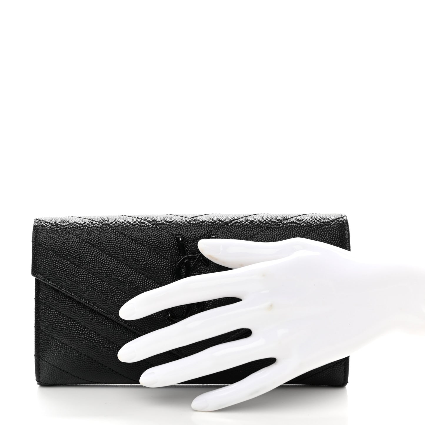 Grain De Poudre Matelasse Chevron Monogram Flap Wallet Black