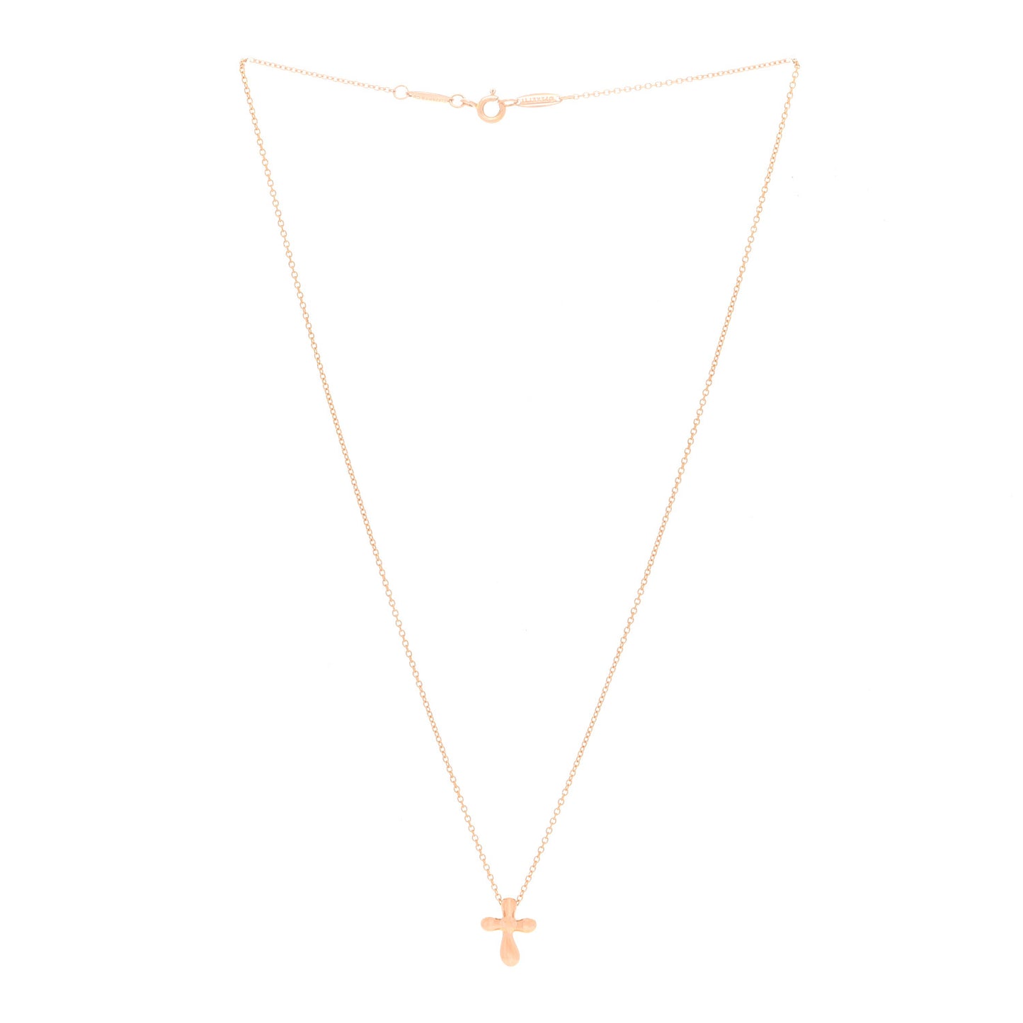 18K Rose Gold 12mm Elsa Peretti Cross Pendant Necklace