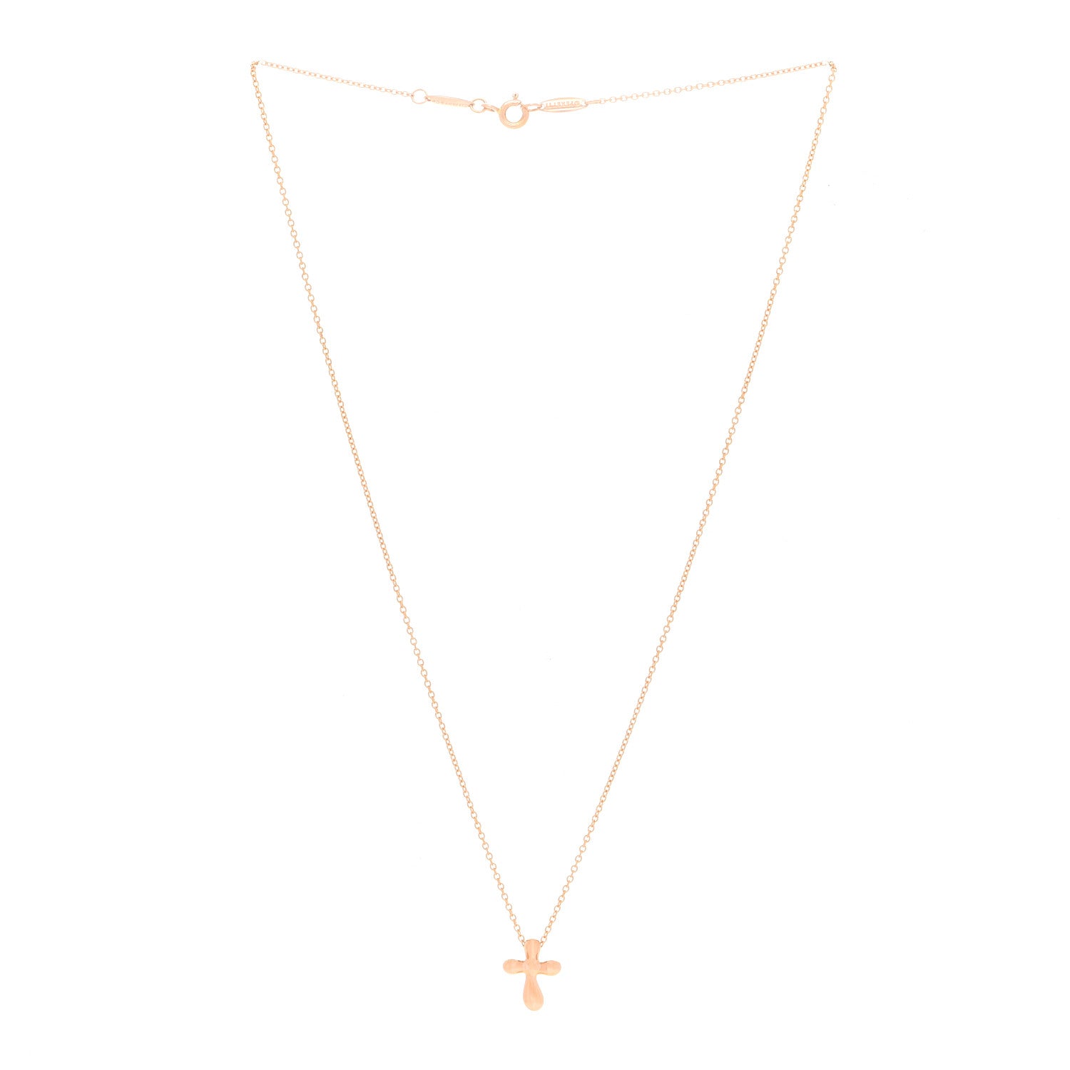 Tiffany 18K Rose Gold 12mm Elsa Peretti Cross Pendant Necklace 3 of 5