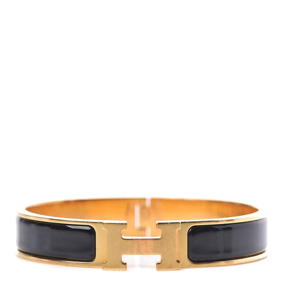 Hermes Enamel Narrow Clic Clac H Bracelet GM Black 1 of 4