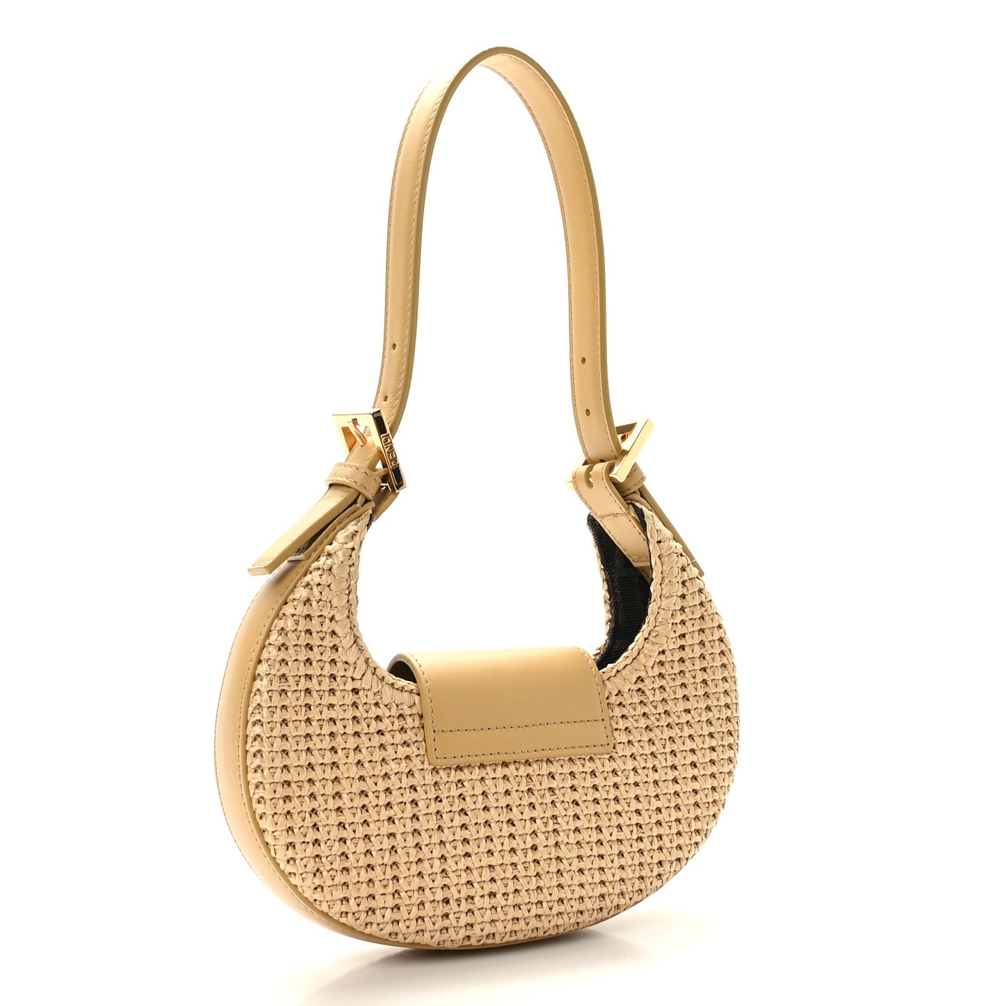 Raffia Vitello King Mini Cookie Hobo Bag Naturale Sahara