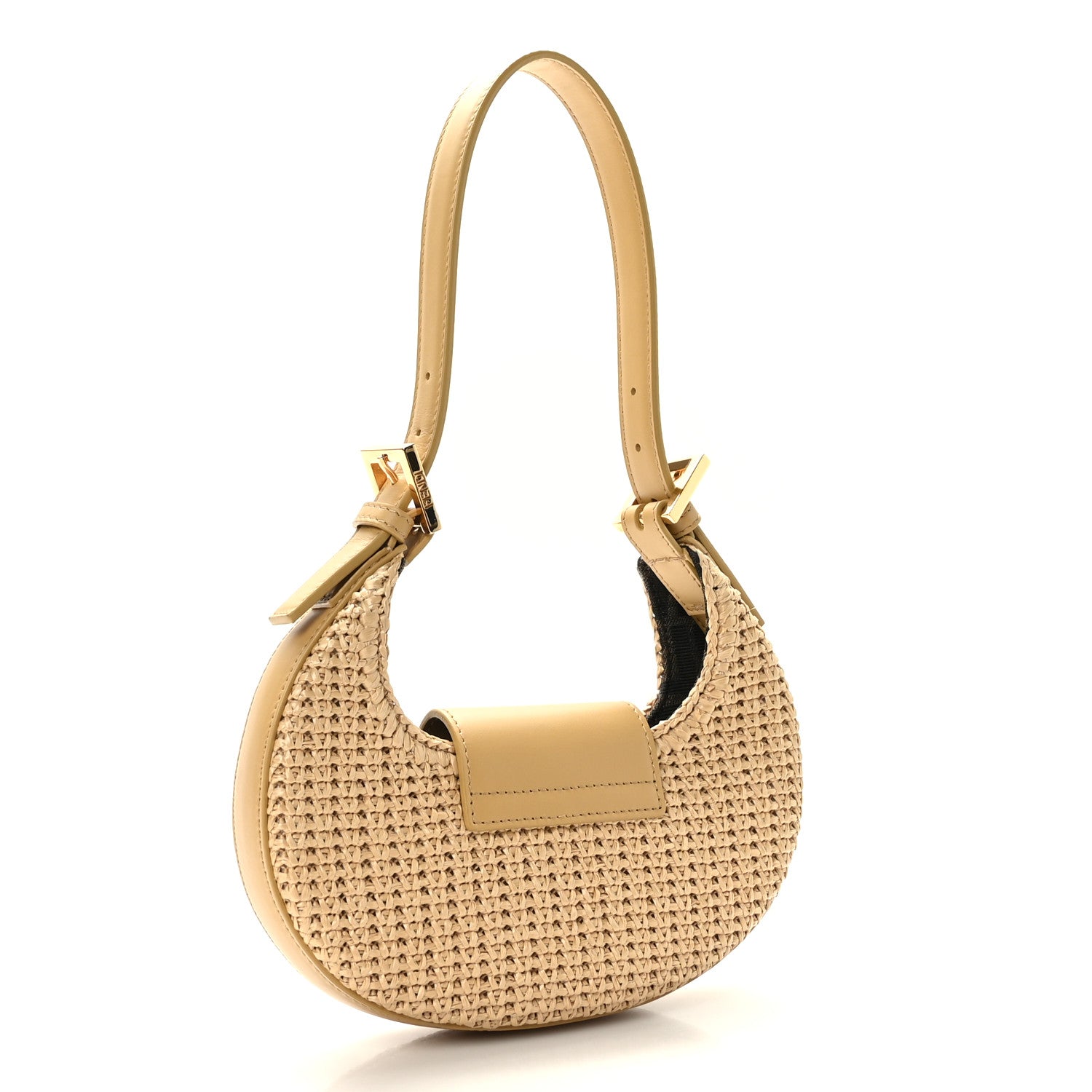 Fendi Raffia Vitello King Mini Cookie Hobo Bag Naturale Sahara 3 of 9