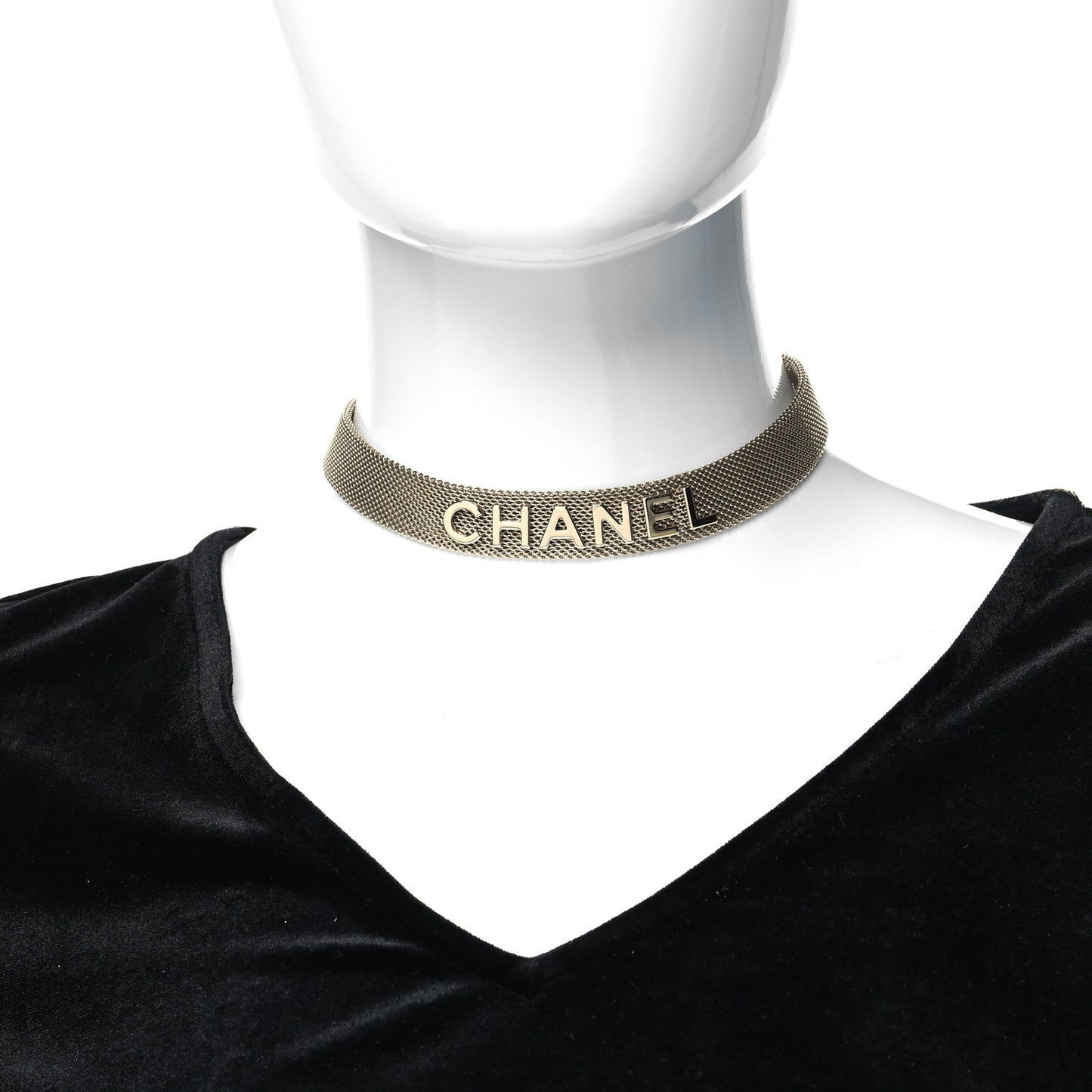 Mesh Ribbon Choker Necklace Gold