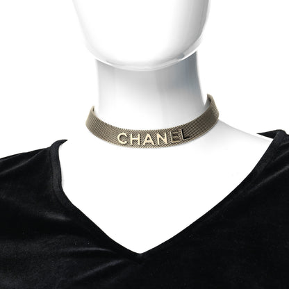 Chanel Mesh Ribbon Choker Necklace Gold 2 of 5
