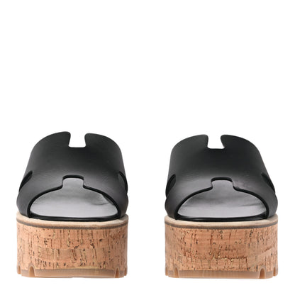 Hermes Calfskin Cork Eze 30 Sandals 35 Black 2 of 10