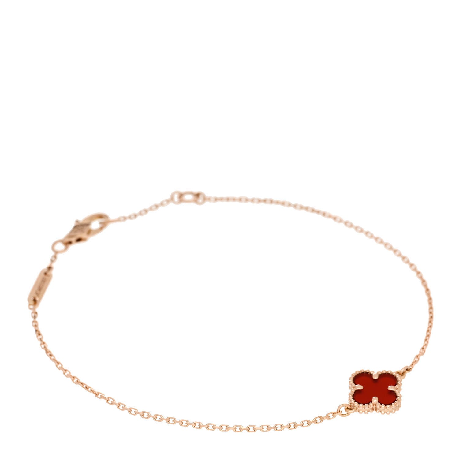 Van Cleef & Arpels 18K Rose Gold Carnelian Sweet Alhambra Bracelet 1 of 5