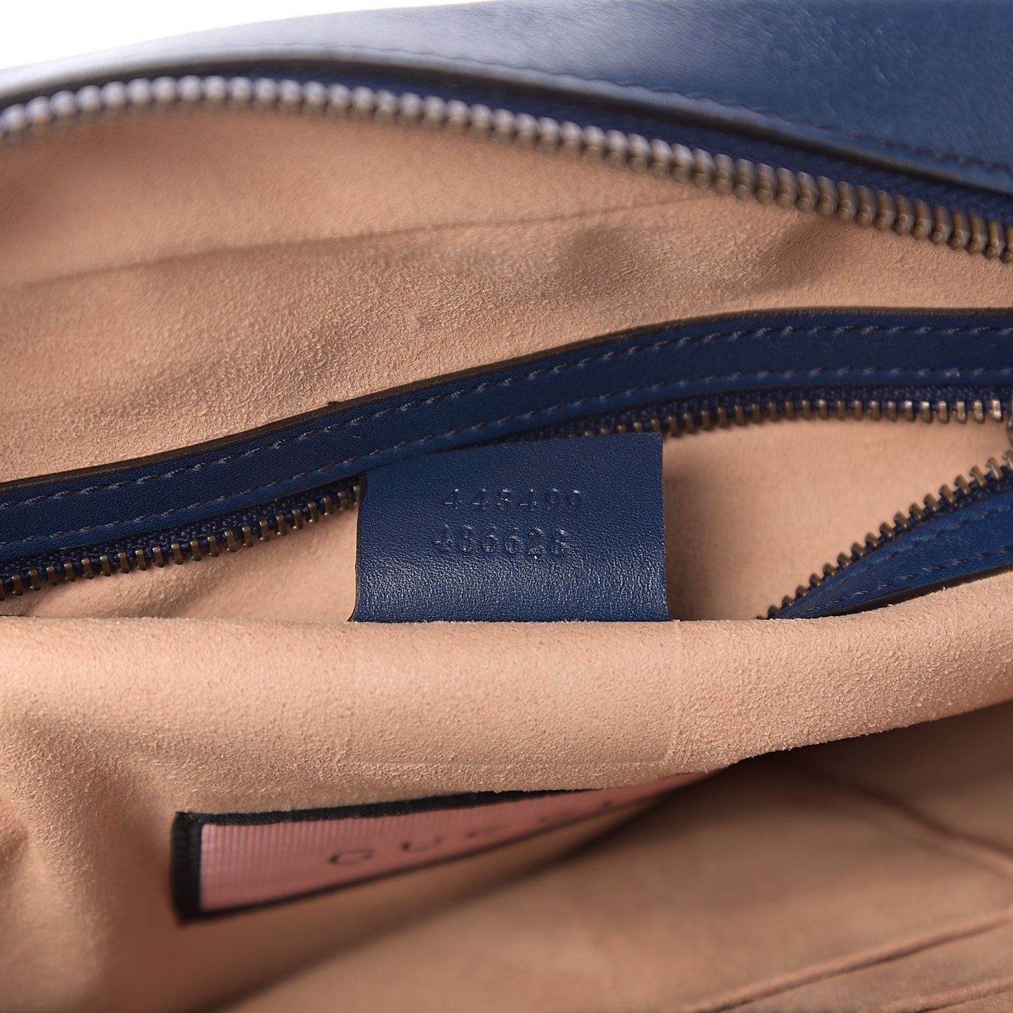 Calfskin Matelasse GucciGhost Medium GG Marmont Chain Shoulder Bag Blue Agata Hibiscus Red
