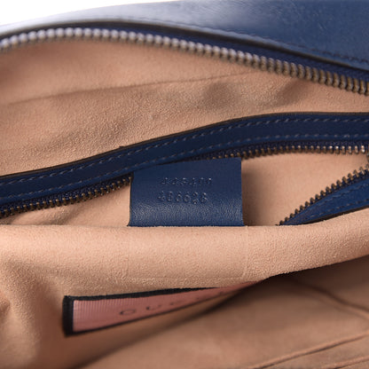 Gucci Calfskin Matelasse GucciGhost Medium GG Marmont Chain Shoulder Bag Blue Agata Hibiscus Red 6 of 9