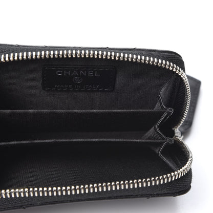 Chanel Lambskin Chevron Zip Around Coin Purse Wallet Black 4 of 10