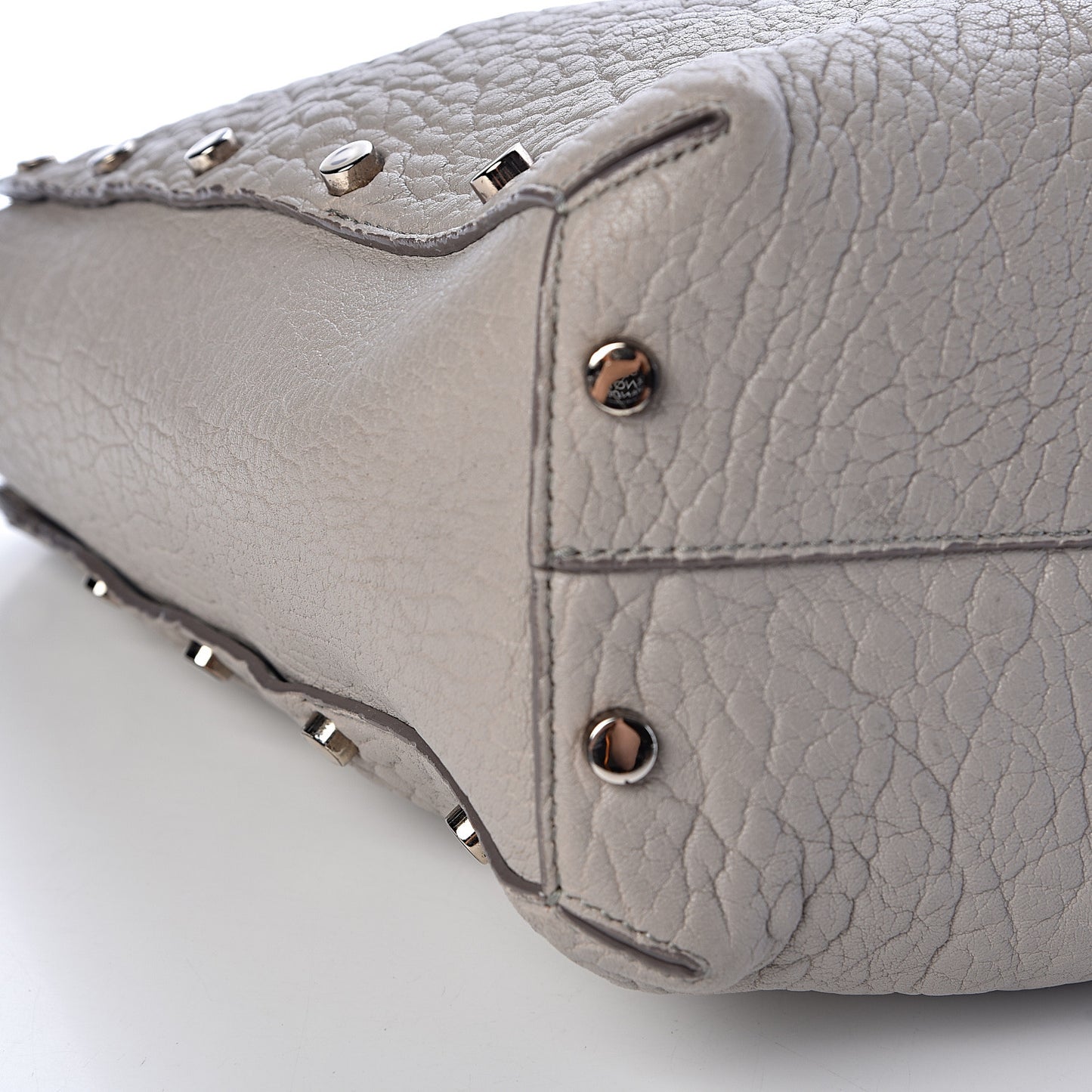 Grained Calfskin Studded Lockett Shopper Tote Moonstone