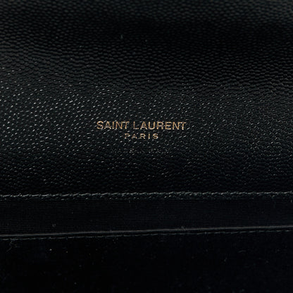 Saint Laurent Grain De Poudre Textured Mixed Matelasse Triquilt Monogram Clutch Black 6 of 8