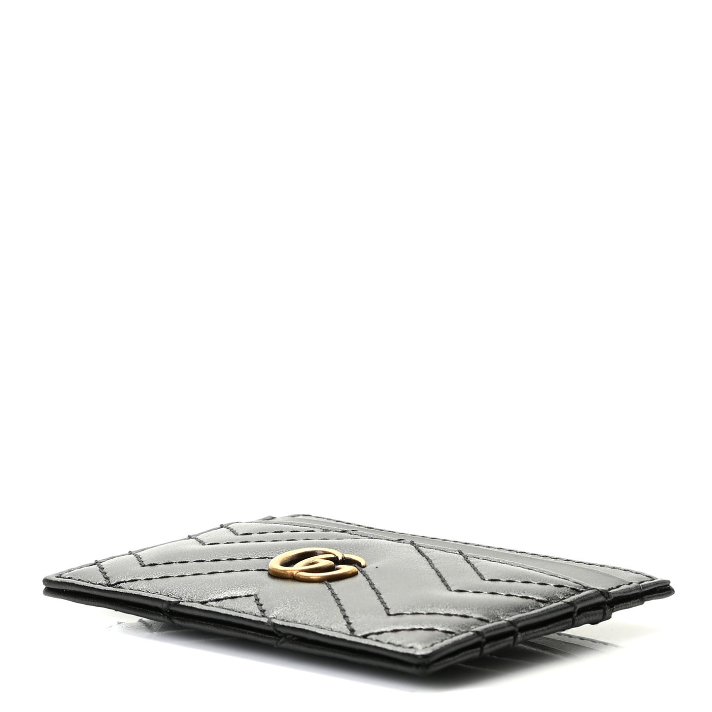 Calfskin Matelasse GG Marmont Card Holder Black