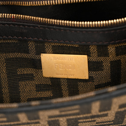 Fendi Fabric Jacquard FF 1974 Medium Baguette Tobacco Moro Black 6 of 15
