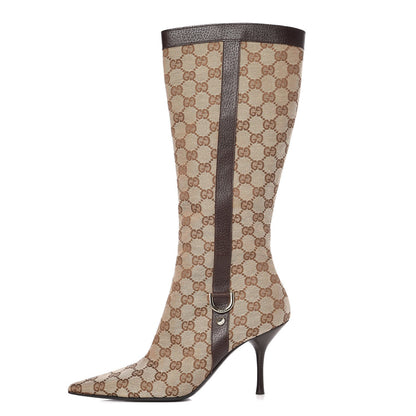 Gucci Monogram D Ring Tall Boots 8 Brown 1 of 11