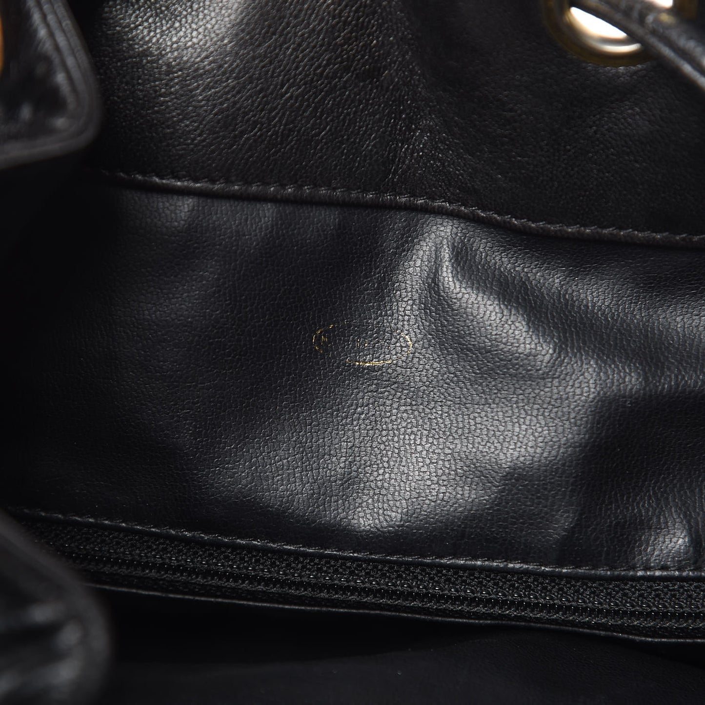 Lambskin Quilted Drawstring Backpack Black