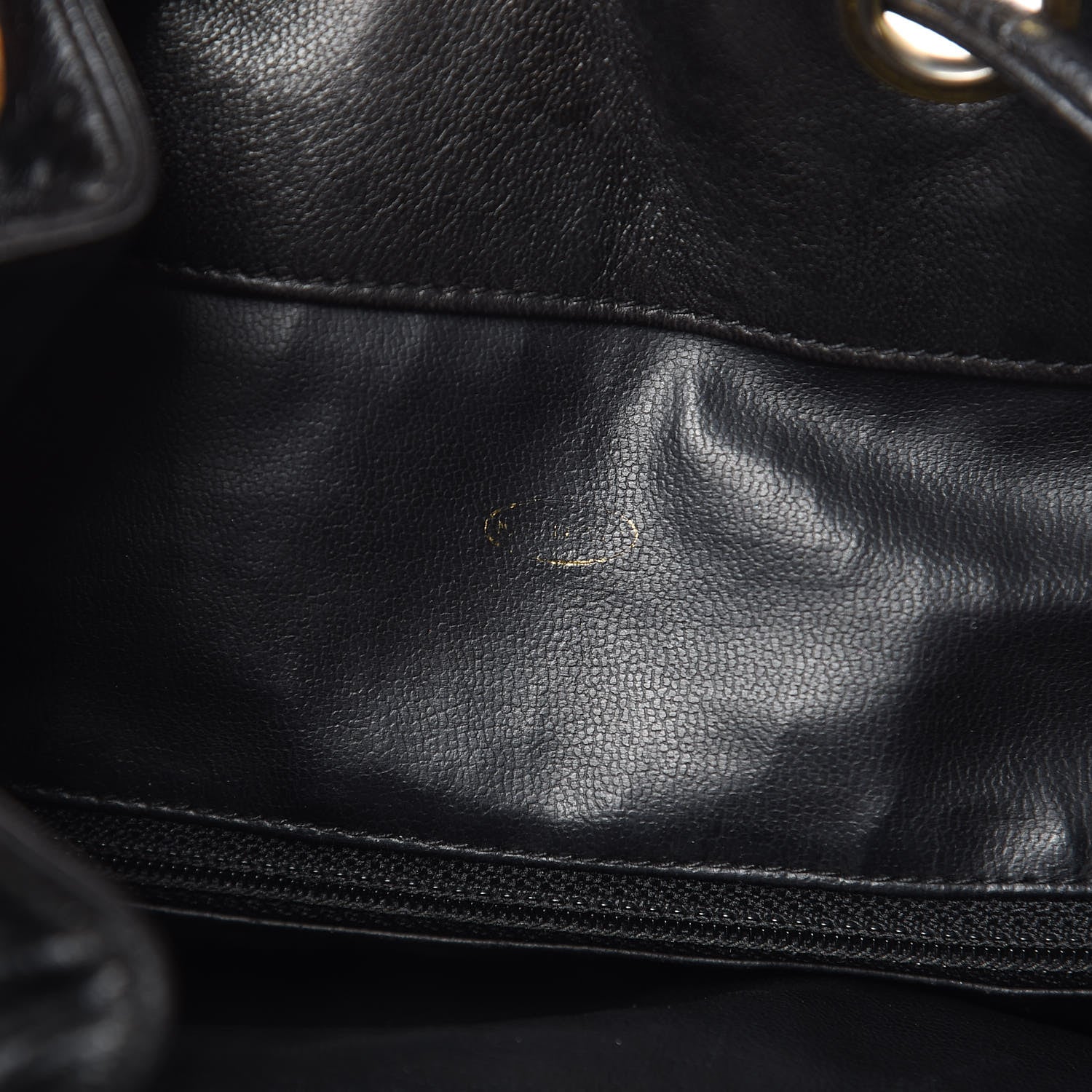 Chanel Lambskin Quilted Drawstring Backpack Black 14 of 14