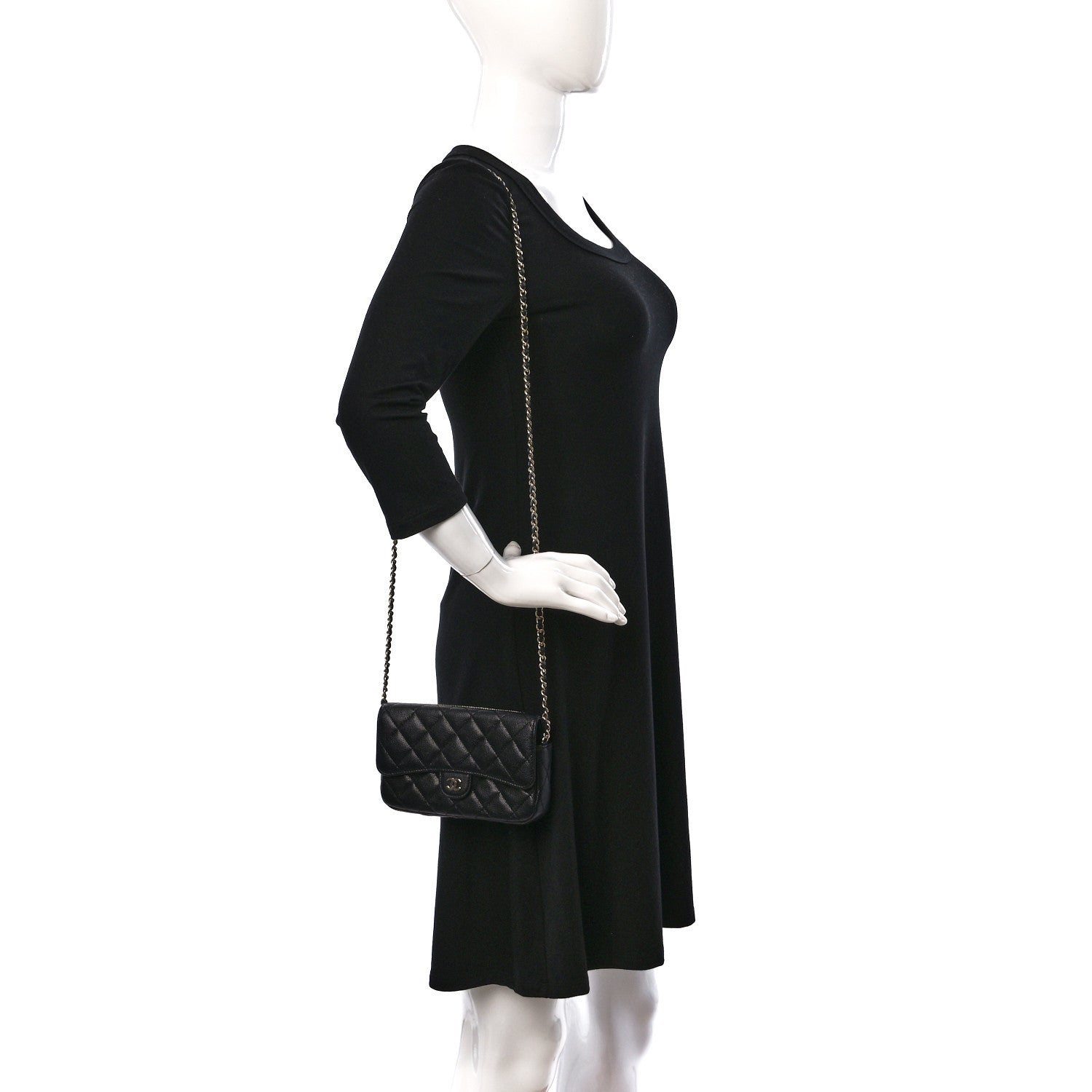 Chanel Caviar Quilted Flap Phone Holder With Chain Black 2 of 11