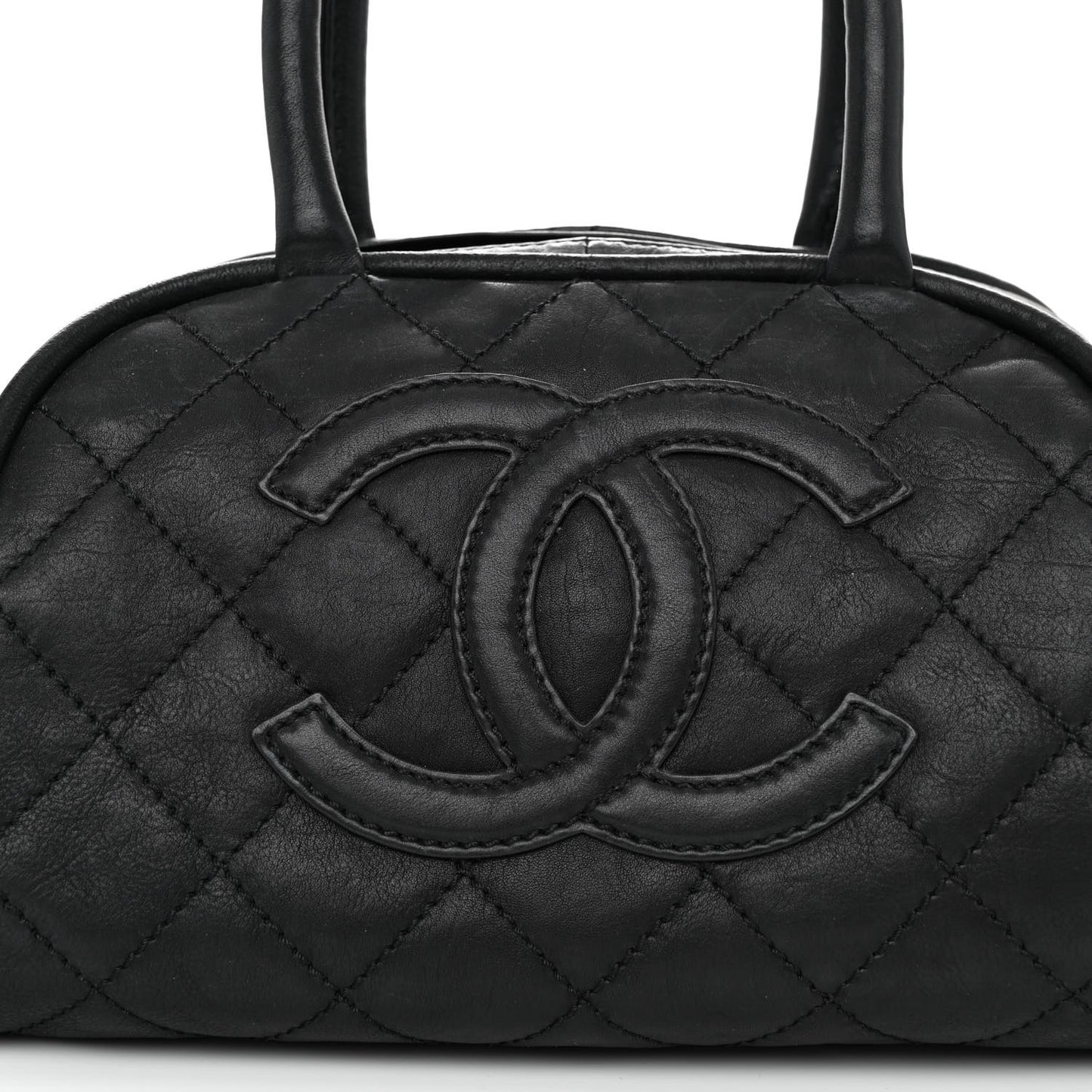 Calfskin Quilted Small Bowler Black