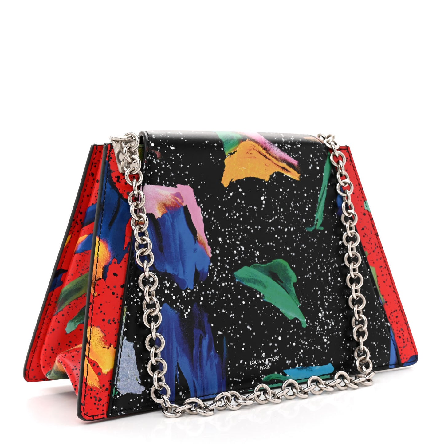 Calfskin Splash Print Trapeze Black White Red